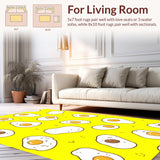 Ultra Soft Area Rug, Non Slip, Stain Resistant, Washable Area Rugs for Living Room, Bedroom, Playful Cartoon Egg Motif(Yellow)