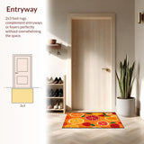 Ultra Soft Area Rug, Non Slip, Stain Resistant, Washable Area Rugs for Living Room, Bedroom, Bright Abstract Fruity Composition(Orange)