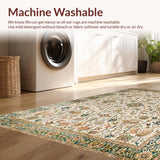 Ultra Soft Area Rug, Non Slip, Stain Resistant, Washable Area Rugs for Living Room, Bedroom, Chic Earthy Toned Botanical Motif(Beige)