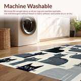 Ultra Soft Area Rug, Non Slip, Stain Resistant, Washable Area Rugs for Living Room, Bedroom, Charming Cartoon Cat Silhouette(Gray)