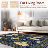 Ultra Soft Area Rug, Non Slip, Stain Resistant, Washable Area Rugs for Living Room, Bedroom, Stylish Area Featuring Abstract Animal Design and Geometric(Blue)