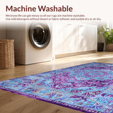 Ultra Soft Area Rug, Non Slip, Stain Resistant, Washable Area Rugs for Living Room, Bedroom, Vibrant Boho Geometric Fusion(Blue)