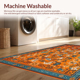 Ultra Soft Area Rug, Non Slip, Stain Resistant, Washable Area Rugs for Living Room, Bedroom, Funky Ethnic Orange Patterned Mat(Orange)