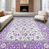 Ultra Soft Area Rug, Non Slip, Stain Resistant, Washable Area Rugs for Living Room, Bedroom, Elegant Purple Botanical Arrangement(Purple)