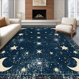 Ultra Soft Area Rug, Non Slip, Stain Resistant, Washable Area Rugs for Living Room, Bedroom, Celestial Canvas Area Inspired in Dark Blue & Beige(Blue)