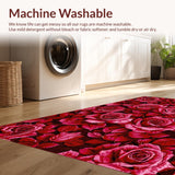 Ultra Soft Area Rug, Non Slip, Stain Resistant, Washable Area Rugs for Living Room, Bedroom, Artistic Plush Floral Interpretation(Red)