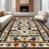 Ultra Soft Area Rug, Non Slip, Stain Resistant, Washable Area Rugs for Living Room, Bedroom, Striking Tribal Geometric Visual Appeal(Brown)