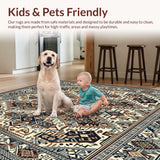 Ultra Soft Area Rug, Non Slip, Stain Resistant, Washable Area Rugs for Living Room, Bedroom, Geometric Boho Style Area for Entrance(Beige)