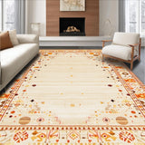 Ultra Soft Area Rug, Non Slip, Stain Resistant, Washable Area Rugs for Living Room, Bedroom, Serene Monochrome Curved Patterns(Beige)