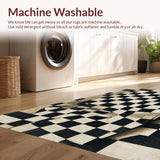 Ultra Soft Area Rug, Non Slip, Stain Resistant, Washable Area Rugs for Living Room, Bedroom, Chessboard Black & White Checkered Patio Rug(Black)