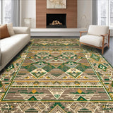 Ultra Soft Area Rug, Non Slip, Stain Resistant, Washable Area Rugs for Living Room, Bedroom, Lively Trellis Design in Greens(Brown)