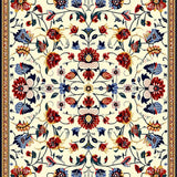 Ultra Soft Area Rug, Non Slip, Stain Resistant, Washable Area Rugs for Living Room, Bedroom, Folk Art Floral Living Room Vintage Area Rug(White)