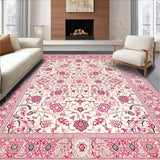 Ultra Soft Area Rug, Non Slip, Stain Resistant, Washable Area Rugs for Living Room, Bedroom, Elegant Diamond Trellis Aesthetic(Pink)
