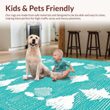Ultra Soft Area Rug, Non Slip, Stain Resistant, Washable Area Rugs for Living Room, Bedroom, Rustic Ocean Breeze Design(Blue)