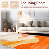 Ultra Soft Area Rug, Non Slip, Stain Resistant, Washable Area Rugs for Living Room, Bedroom, Chic Colorful Dynamic Pattern Design(Beige)