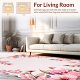 Ultra Soft Area Rug, Non Slip, Stain Resistant, Washable Area Rugs for Living Room, Bedroom, Stylish Bright Floral Medley(Beige)