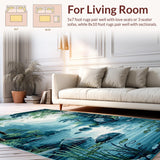 Ultra Soft Area Rug, Non Slip, Stain Resistant, Washable Area Rugs for Living Room, Bedroom, Playful Multicolor Coastal Aesthetic(Blue)