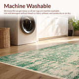 Ultra Soft Area Rug, Non Slip, Stain Resistant, Washable Area Rugs for Living Room, Bedroom, Vintage Ashler Beige & Green(Green)