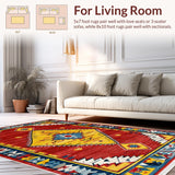 Ultra Soft Area Rug, Non Slip, Stain Resistant, Washable Area Rugs for Living Room, Bedroom, Tribal Multi-Color Living Room Wool Carpet(White)