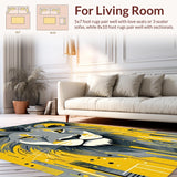 Ultra Soft Area Rug, Non Slip, Stain Resistant, Washable Area Rugs for Living Room, Bedroom, Fun Animal Character Round Mat(Yellow)