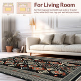 Ultra Soft Area Rug, Non Slip, Stain Resistant, Washable Area Rugs for Living Room, Bedroom, Boho Chic Geometric Motif(Black)