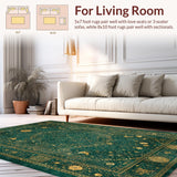 Ultra Soft Area Rug, Non Slip, Stain Resistant, Washable Area Rugs for Living Room, Bedroom, Spellbound Rug - Witchcraft Inspired Home Decor with Magical Elements(Green)