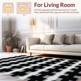 Ultra Soft Area Rug, Non Slip, Stain Resistant, Washable Area Rugs for Living Room, Bedroom, Luxurious Minimalist Geometric Rug(Black)