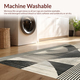 Ultra Soft Area Rug, Non Slip, Stain Resistant, Washable Area Rugs for Living Room, Bedroom, Luxurious Washable Faux Decor Surface With Geometric Linear Pattern(Gray)