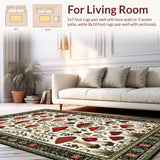 Ultra Soft Area Rug, Non Slip, Stain Resistant, Washable Area Rugs for Living Room, Bedroom, Rustic Vibrant Fungi Pattern(Red)