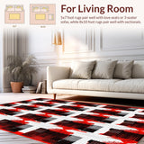 Ultra Soft Area Rug, Non Slip, Stain Resistant, Washable Area Rugs for Living Room, Bedroom, Artistic Minimalist Web Arrangement(Red)