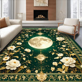 Ultra Soft Area Rug, Non Slip, Stain Resistant, Washable Area Rugs for Living Room, Bedroom, Floral Castle for Little Girl Room(Green)