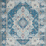 Ultra Soft Area Rug, Non Slip, Stain Resistant, Washable Area Rugs for Living Room, Bedroom, Elegant Vintage Pastel Motif(Blue)