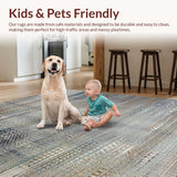 Ultra Soft Area Rug, Non Slip, Stain Resistant, Washable Area Rugs for Living Room, Bedroom, Elegant Monochrome Geometric Design(Gray)