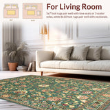 Ultra Soft Area Rug, Non Slip, Stain Resistant, Washable Area Rugs for Living Room, Bedroom, Lively Earth Tones with Intricate Patterns(Green)