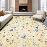 Beige Meadow Area Delicate Wildflower Feel(Beige)