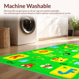 Ultra Soft Area Rug, Non Slip, Stain Resistant, Washable Area Rugs for Living Room, Bedroom, Vibrant Alphabet Animal Theme(Green)