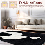 Ultra Soft Area Rug, Non Slip, Stain Resistant, Washable Area Rugs for Living Room, Bedroom, Elegant Black and White Symmetrical Art(Black)