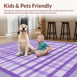 Ultra Soft Area Rug, Non Slip, Stain Resistant, Washable Area Rugs for Living Room, Bedroom, Pastel Checkerboard Aesthetic(Purple)