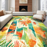 Ultra Soft Area Rug, Non Slip, Stain Resistant, Washable Area Rugs for Living Room, Bedroom, Artistic Surfboard Area Rug Featuring Lush Tropical Paradise(Orange)