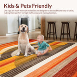 Ultra Soft Area Rug, Non Slip, Stain Resistant, Washable Area Rugs for Living Room, Bedroom, Bold Contemporary Curvilinear Style(Orange)