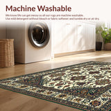 Ultra Soft Area Rug, Non Slip, Stain Resistant, Washable Area Rugs for Living Room, Bedroom, Elegant Vintage Paisley Motif(Beige)