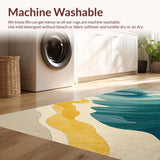 Ultra Soft Area Rug, Non Slip, Stain Resistant, Washable Area Rugs for Living Room, Bedroom, Tropical Escape Rug Geometric Surf Motif(Blue)