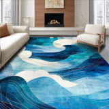 Ultra Soft Area Rug, Non Slip, Stain Resistant, Washable Area Rugs for Living Room, Bedroom, Oceanic Swirl Vision Area Rug Contemporary Beach Theme Funky Floor Covering(Blue)