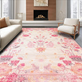 Ultra Soft Area Rug, Non Slip, Stain Resistant, Washable Area Rugs for Living Room, Bedroom, Pastel Toned Whimsical Print(Pink)
