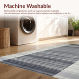 Ultra Soft Area Rug, Non Slip, Stain Resistant, Washable Area Rugs for Living Room, Bedroom, Monochrome Motion: Striped Woven Floor Rug, Entryway Style(Gray)
