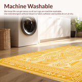 Ultra Soft Area Rug, Non Slip, Stain Resistant, Washable Area Rugs for Living Room, Bedroom, Unique Curved Patterned Rug(Yellow)