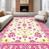 Ultra Soft Area Rug, Non Slip, Stain Resistant, Washable Area Rugs for Living Room, Bedroom, Chic Floral Vintage Elegance(White)