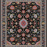Ultra Soft Area Rug, Non Slip, Stain Resistant, Washable Area Rugs for Living Room, Bedroom, Artful Black and White Floral(Black)