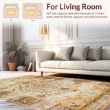 Ultra Soft Area Rug, Non Slip, Stain Resistant, Washable Area Rugs for Living Room, Bedroom, Luxurious Warm Gold Accent Style(Beige)