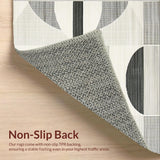 Ultra Soft Area Rug, Non Slip, Stain Resistant, Washable Area Rugs for Living Room, Bedroom, Sleek Geometric Arch Pattern(Gray)